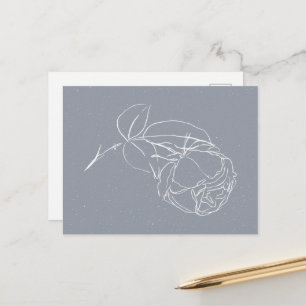Carte Postale Fleur de rose doodle blanc