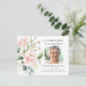 Carte Postale Fleur de rose rose Célébration de la vie Photo (Debout devant)