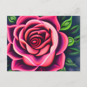 Carte Postale Fleur de rose rose romantique Abstraite