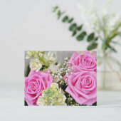 Carte Postale Fleur de rose rose vide (Debout devant)