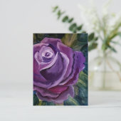 Carte Postale Fleur de rose violette unique (Debout devant)