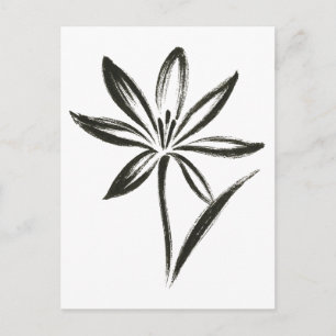 Carte Postale Fleur de safran – Fleur de crocus au pinceau d'enc