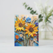 Carte Postale Fleur de tournesol Fleur sauvage Conception de méd (Debout devant)