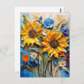 Carte Postale Fleur de tournesol Fleur sauvage Conception de méd (Devant / Derrière)