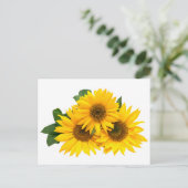 Carte Postale Fleur de tournesol jaune floral - Merci, Amour (Debout devant)