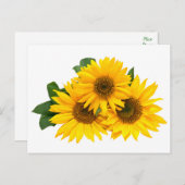 Carte Postale Fleur de tournesol jaune floral - Merci, Amour (Devant / Derrière)