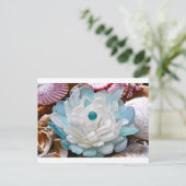 Carte Postale Fleur de verre de mer blanc (Debout devant)