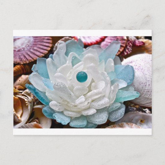 Carte Postale Fleur de verre de mer blanc (Devant)