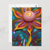 Carte Postale Fleur de verre ornée (Devant / Derrière)