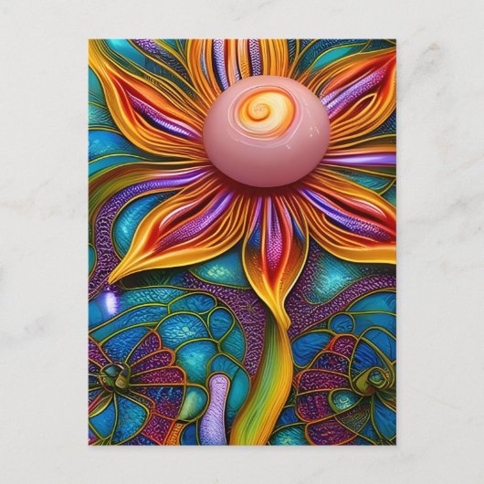 Carte Postale Fleur de verre ornée (Devant)