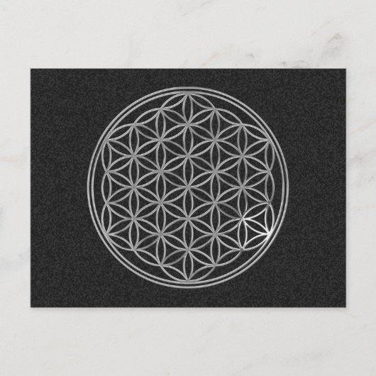 Carte Postale Fleur De Vie | argent, éclat noir (Devant)