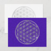 Carte Postale Fleur De Vie | argent, violet éclat (Devant / Derrière)
