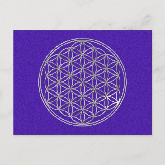 Carte Postale Fleur De Vie | argent, violet éclat (Devant)