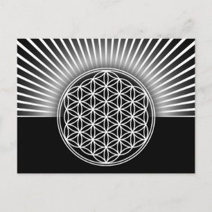 Carte Postale Fleur de vie / Blume des Lebens - blanc plat