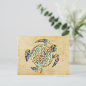 Carte Postale Fleur de vie / Blume des Lebens - couleur tortue (Debout devant)