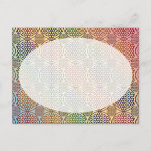 Carte Postale Fleur de vie - motif de grunge de timbre 1