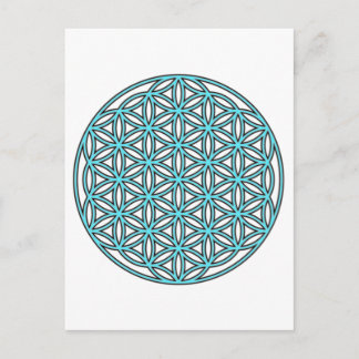 Carte Postale Fleur de vie simple Turquoise