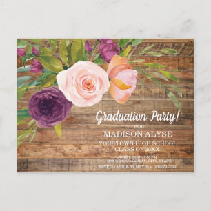 Carte Postale Fleur d'eau aquarelle violet rustique Ivory Gradua