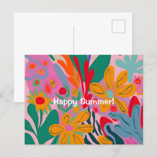 Carte Postale fleur d'été abstrait motif heureux été