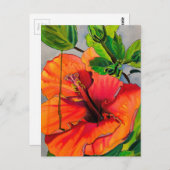 Carte Postale Fleur d'Hibiscus du néon tropical (Devant / Derrière)