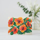 Carte Postale Fleur d'Hibiscus Orange Tropical Hawaïen (Debout devant)