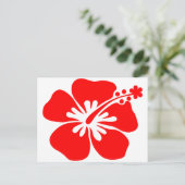 Carte Postale Fleur d'hibiscus rouge (Debout devant)