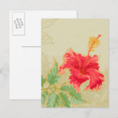 Carte Postale Fleur d'Hibiscus sur arrière - plan tonique (Devant / Derrière)