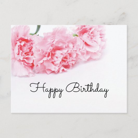 Carte Postale Fleur d'oeillet rose Joyeux anniversaire (Devant)
