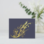 Carte Postale Fleur d'or fausse de luxe abstrait (Debout devant)