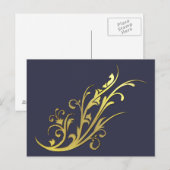 Carte Postale Fleur d'or fausse de luxe abstrait (Devant / Derrière)