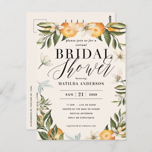 Carte Postale Fleur d'oranger agrumes fête de la nuptiale virtue (Devant / Derrière)