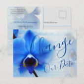 Carte Postale Fleur d'orchidée bleue à l'aquarelle moderne (Devant / Derrière)