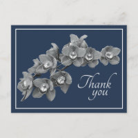 Fleur d'orchidée Fond noir/blanc marine Merci