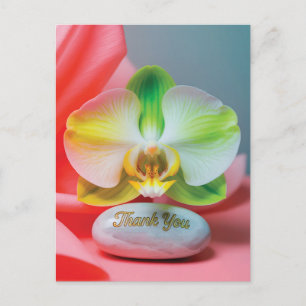 Carte Postale Fleur d'orchidée sereine avec le texte "Merci"
