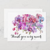 Carte Postale Fleur d'orchidée violette merci (Devant / Derrière)