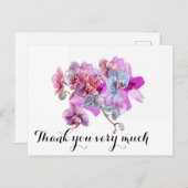 Carte Postale Fleur d'orchidée violette merci (Devant / Derrière)