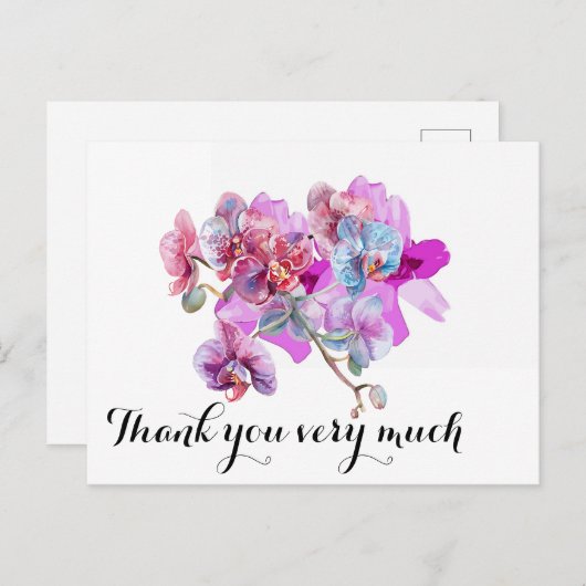 Carte Postale Fleur d'orchidée violette merci (Devant / Derrière)