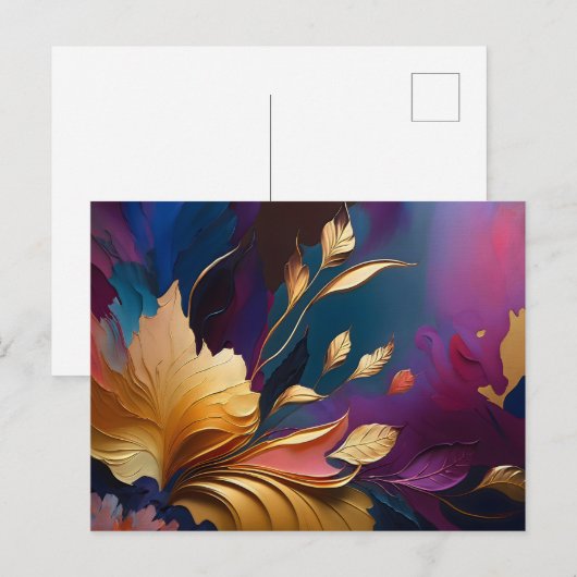 Carte Postale Fleur dorée – Composition florale abstraite (Devant / Derrière)
