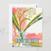 Carte Postale Fleur élégante du Muguet du mois de naissance de m (Devant / Derrière)