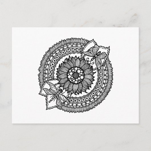 Carte Postale Fleur En Mandala (Devant)