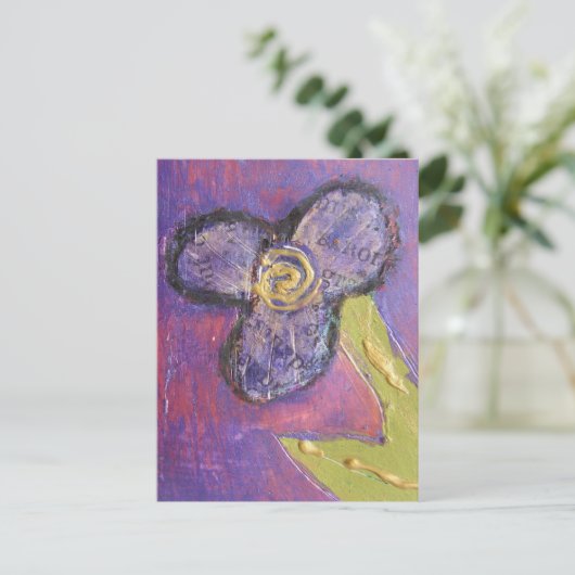 Carte Postale Fleur en techniques mixtes (Debout devant)