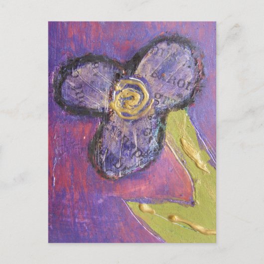 Carte Postale Fleur en techniques mixtes (Devant)