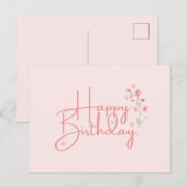 Carte postale Fleur encre d'anniversaire (Devant / Derrière)