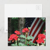 Carte Postale Fleur et drapeau Rouge blanc et bleu (Devant / Derrière)