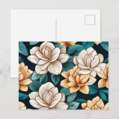 Carte Postale Fleur et feuilles de gardenia chic (Devant / Derrière)