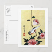 Carte Postale Fleur et oiseau, Hiroshige, Ukiyo-e (Devant / Derrière)
