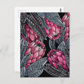 Carte Postale Fleur exotique rose Protea (Devant / Derrière)