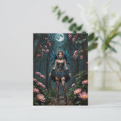 Carte Postale Fleur Fairy sur une nuit de Pleine lune (Debout devant)