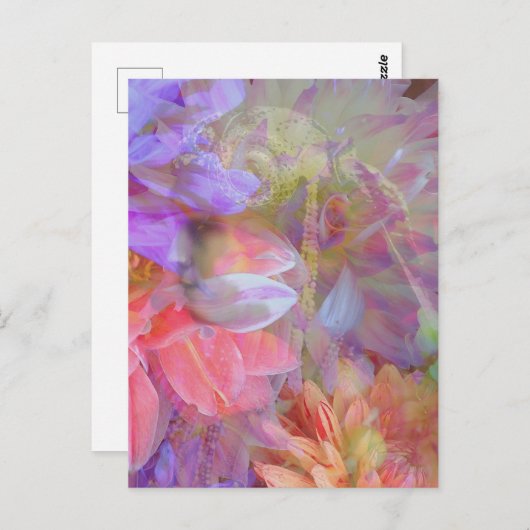 Carte Postale Fleur Fée Double exposition Imaginaire Art (Devant / Derrière)