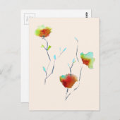 Carte Postale Fleur florale simple moderne Art d'automne (Devant / Derrière)